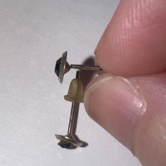 5 Mm Round Black Cz And Sterling Post Earrings - Picture 12 of 14